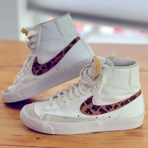 Nike blazers. Women’s shoe 6.5. Leopard print, white. Good used